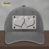 Grey White Quatrefoil Grey Center Hearts Novelty License Plate Hat Unconstructed Cotton / Charcoal