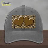 Brown White Quatrefoil Brown Center Hearts Novelty License Plate Hat Unconstructed Cotton / Charcoal
