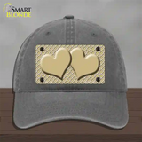 Gold White Quatrefoil Gold Center Hearts Novelty License Plate Hat Unconstructed Cotton / Charcoal