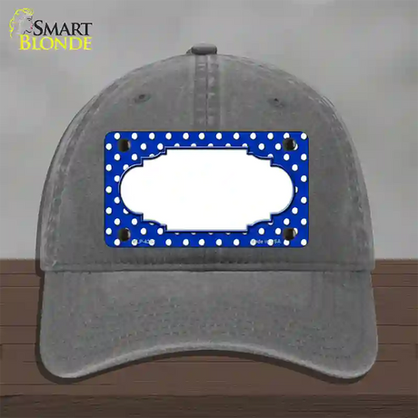 Scallop Blue White Polka Dot Novelty License Plate Hat Unconstructed Cotton / Charcoal