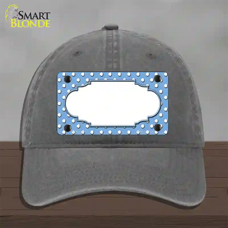 Scallop Light Blue White Polka Dot Novelty License Plate Hat Unconstructed Cotton / Charcoal