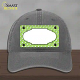 Scallop Lime Green White Polka Dot Novelty License Plate Hat Unconstructed Cotton / Charcoal