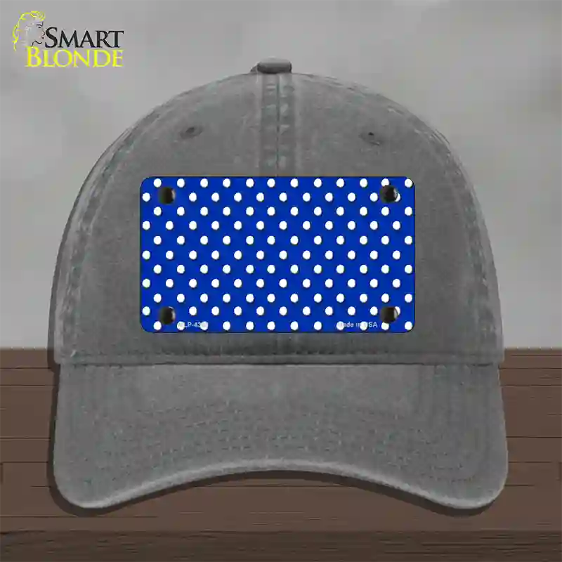 Blue Polka Dot Novelty License Plate Hat Unconstructed Cotton / Charcoal