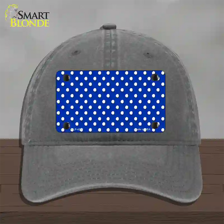 Blue Polka Dot Novelty License Plate Hat Unconstructed Cotton / Charcoal