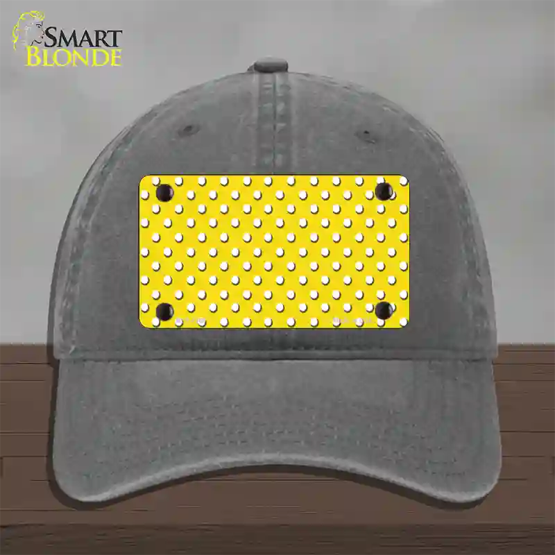 Yellow Polka Dot Novelty License Plate Hat Unconstructed Cotton / Charcoal