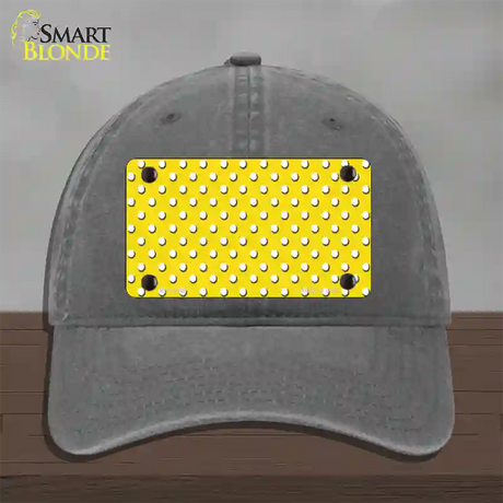 Yellow Polka Dot Novelty License Plate Hat Unconstructed Cotton / Charcoal
