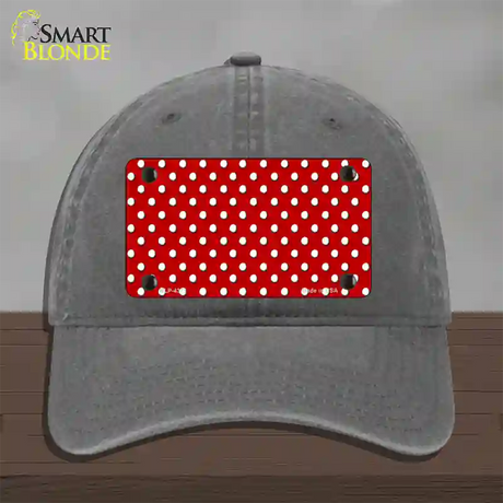 Red Polka Dot Novelty License Plate Hat Unconstructed Cotton / Charcoal