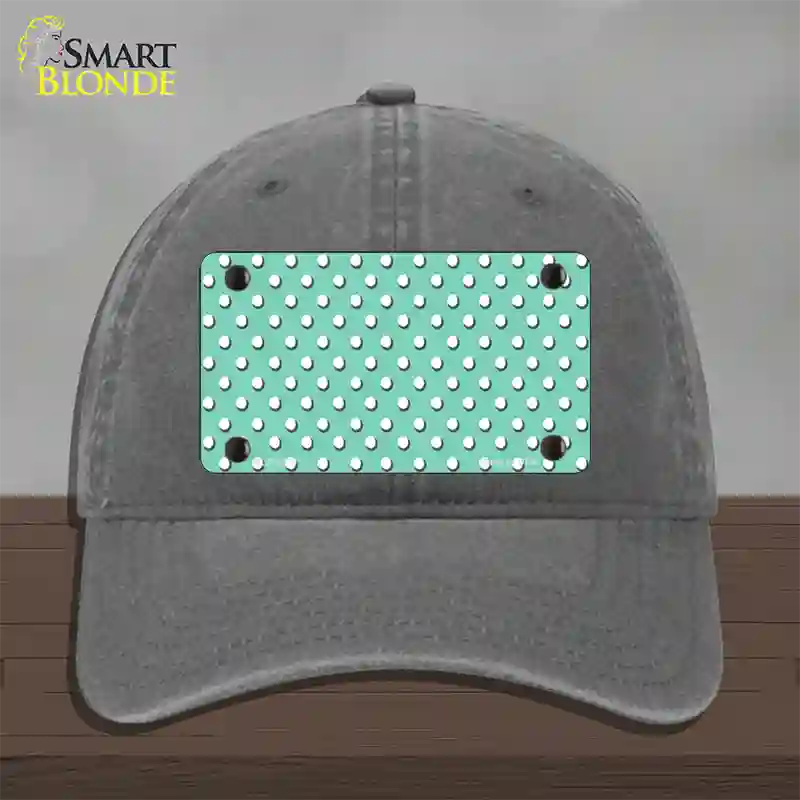 Mint Polka Dot Novelty License Plate Hat Unconstructed Cotton / Charcoal