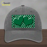 Green White Polka Dot Center Hearts Novelty License Plate Hat Unconstructed Cotton / Charcoal