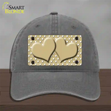 Gold White Polka Dot Center Hearts Novelty License Plate Hat Unconstructed Cotton / Charcoal