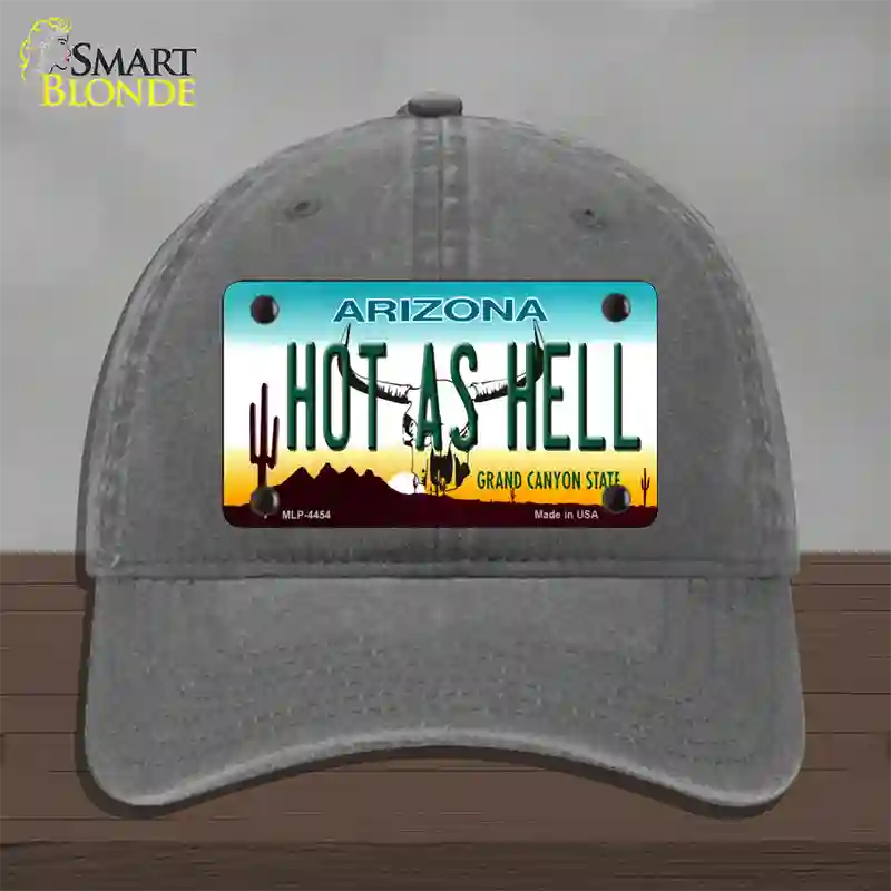 Hot As Hell Arizona Novelty License Plate Hat Unconstructed Cotton / Charcoal
