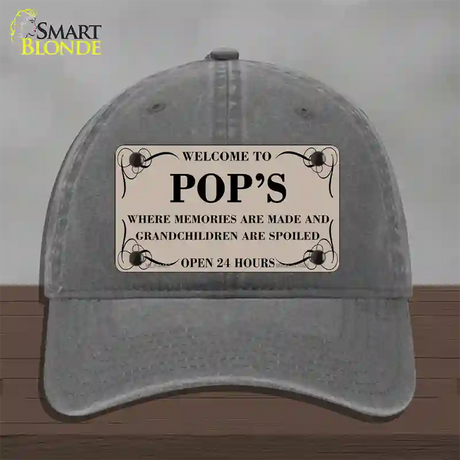 Welcome To Pops Novelty License Plate Hat Unconstructed Cotton / Charcoal