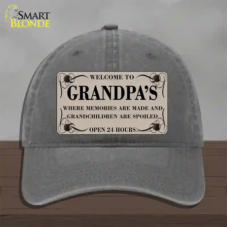 Welcome To Grandpas Novelty License Plate Hat Unconstructed Cotton / Charcoal