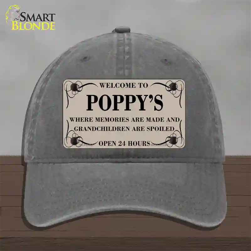 Welcome To Poppys Novelty License Plate Hat Unconstructed Cotton / Charcoal