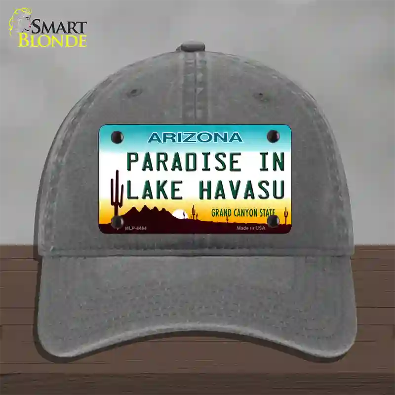 Paradise In Lake Havasu Arizona Novelty License Plate Hat Unconstructed Cotton / Charcoal