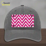 Pink White Large Chevron Novelty License Plate Hat Unconstructed Cotton / Charcoal