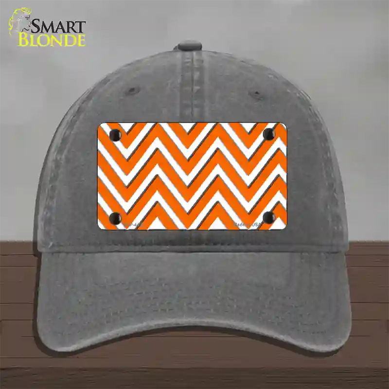 Orange White Large Chevron Novelty License Plate Hat Unconstructed Cotton / Charcoal
