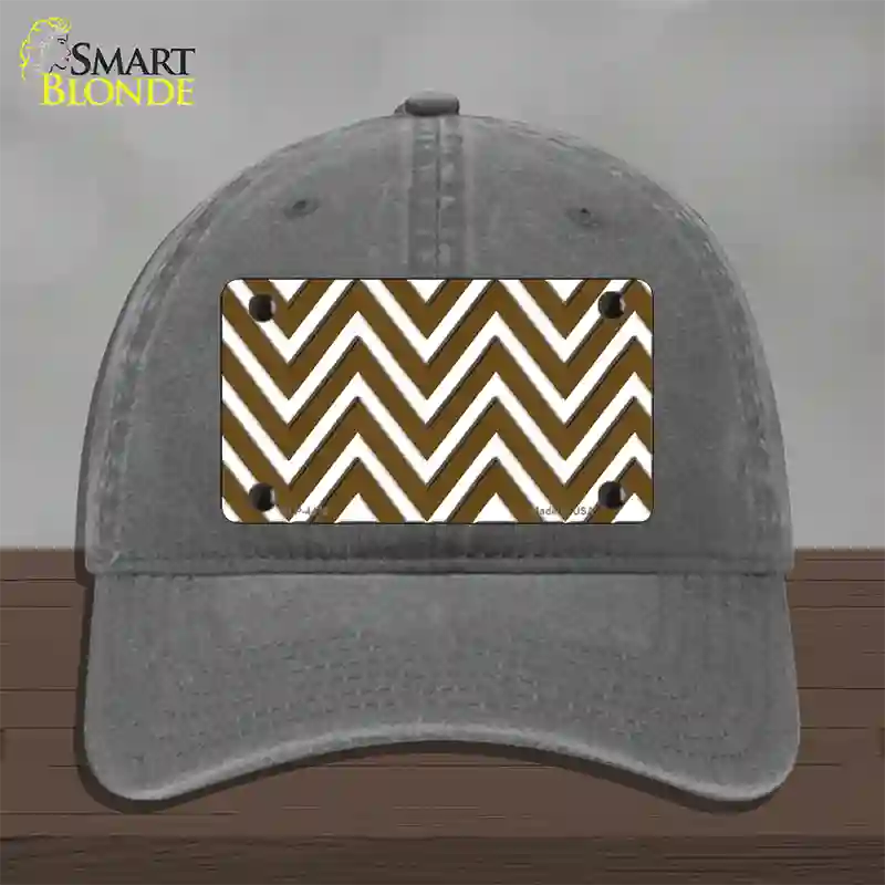 Brown White Large Chevron Novelty License Plate Hat Unconstructed Cotton / Charcoal