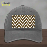 Brown White Large Chevron Novelty License Plate Hat Unconstructed Cotton / Charcoal