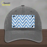 Light Blue White Large Chevron Novelty License Plate Hat Unconstructed Cotton / Charcoal