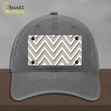 Tan White Large Chevron Novelty License Plate Hat Unconstructed Cotton / Charcoal