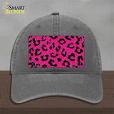Pink Black Cheetah Novelty License Plate Hat Unconstructed Cotton / Charcoal