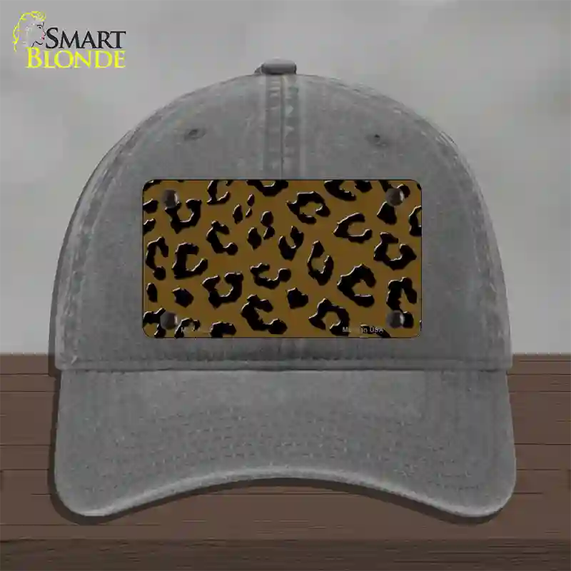 Brown Black Cheetah Novelty License Plate Hat Unconstructed Cotton / Charcoal