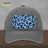 Light Blue Black Cheetah Novelty License Plate Hat Unconstructed Cotton / Charcoal