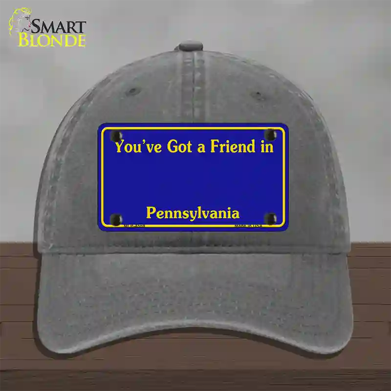 Pennsylvania Blue State Blank Novelty License Plate Hat Unconstructed Cotton / Charcoal