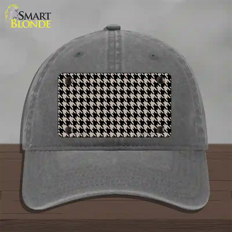 Tan Black Houndstooth Novelty License Plate Hat Unconstructed Cotton / Charcoal