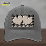 Tan Black Houndstooth Tan Center Hearts Novelty License Plate Hat Unconstructed Cotton / Charcoal
