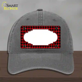 Red Black Houndstooth Scallop Center Novelty License Plate Hat Unconstructed Cotton / Charcoal