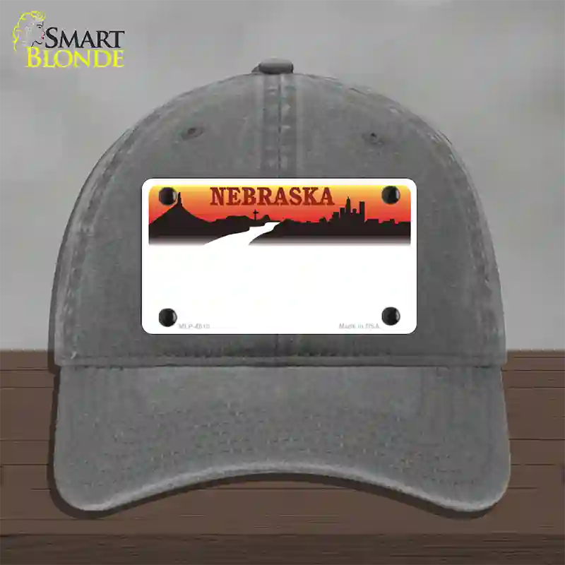 Nebraska Amber State Blank Novelty License Plate Hat Unconstructed Cotton / Charcoal