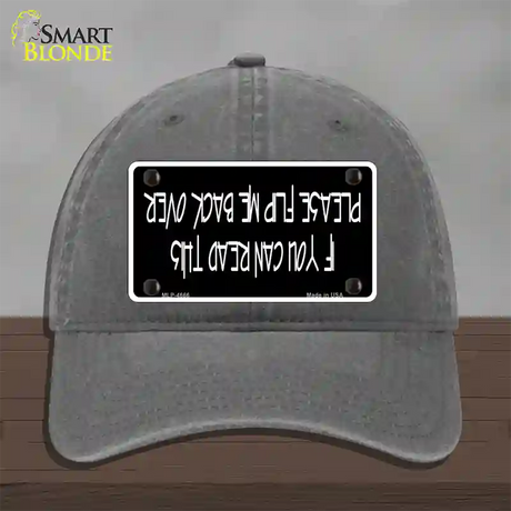 Flip Me Over Metal Novelty License Plate Hat Unconstructed Cotton / Charcoal