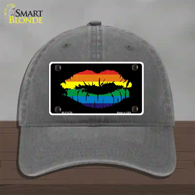 Lips Novelty License Plate Hat Unconstructed Cotton Charcoal