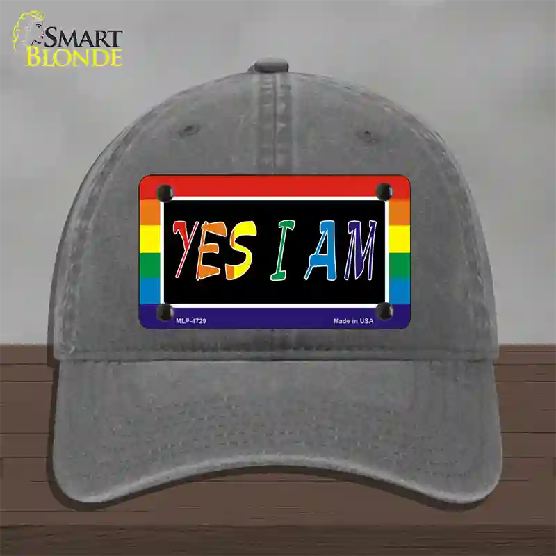 Yes I Am Novelty License Plate Hat Unconstructed Cotton Charcoal
