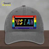 Yes I Am Novelty License Plate Hat Unconstructed Cotton Charcoal