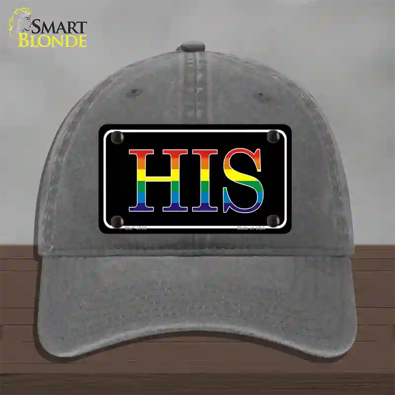 His Rainbow Novelty License Plate Hat Unconstructed Cotton Charcoal