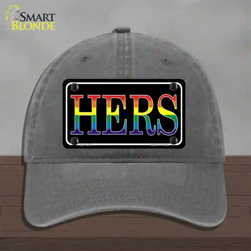 Hers Rainbow Novelty License Plate Hat Unconstructed Cotton Charcoal