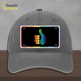 Thumbs Up Novelty License Plate Hat Unconstructed Cotton Charcoal