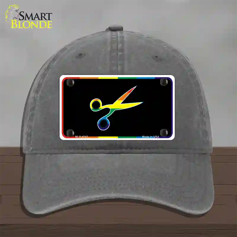 Scissors Novelty License Plate Hat Unconstructed Cotton Charcoal