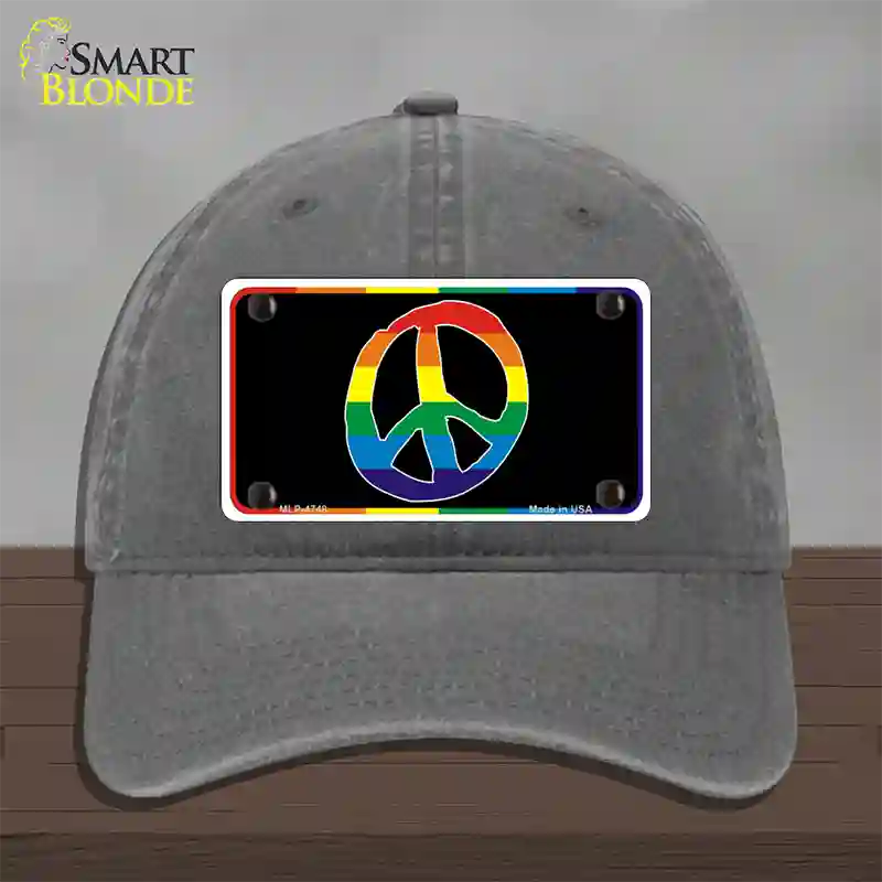 Peace Sign Novelty License Plate Hat Unconstructed Cotton Charcoal