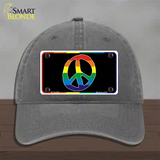 Peace Sign Novelty License Plate Hat Unconstructed Cotton Charcoal