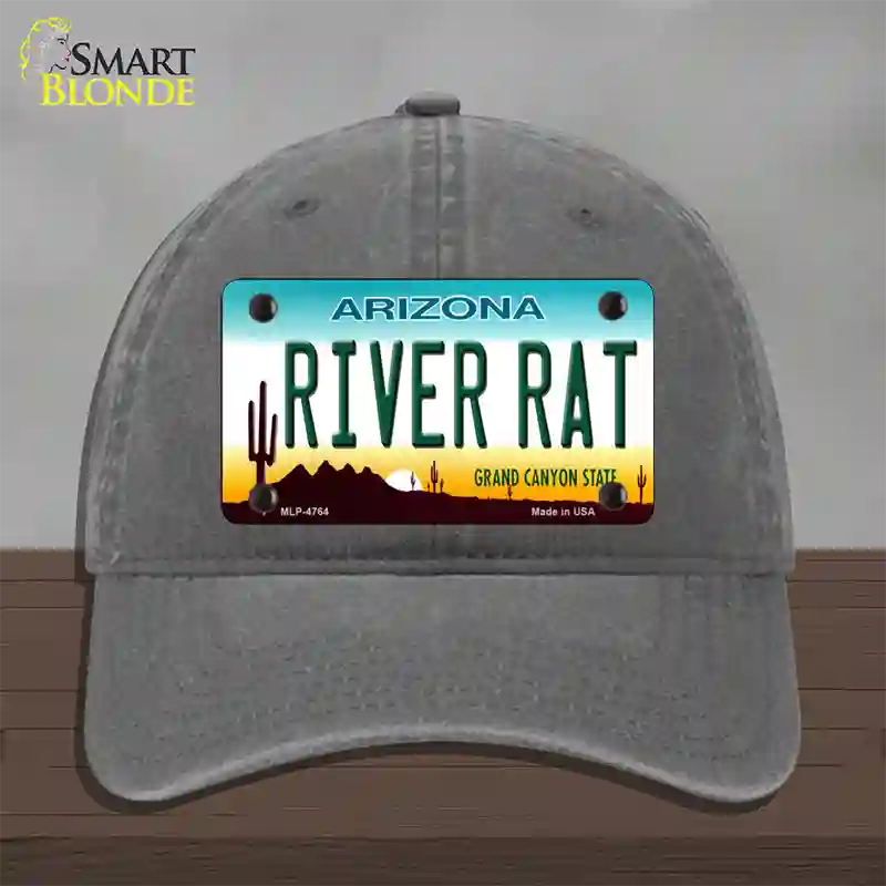 River Rat Arizona Novelty License Plate Hat Unconstructed Cotton / Charcoal