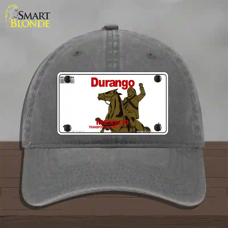 Durango Mexico Novelty License Plate Hat Unconstructed Cotton / Charcoal