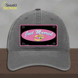 Just Married Novelty License Plate Hat Unconstructed Cotton / Charcoal
