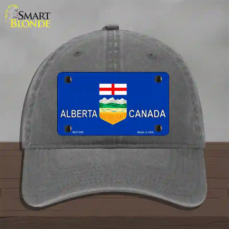 Alberta Canada Novelty License Plate Hat Unconstructed Cotton / Charcoal