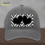 White Black Chevon Hearts Novelty License Plate Hat Unconstructed Cotton / Charcoal
