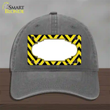 Yellow Black Chevron Scallop Novelty License Plate Hat Unconstructed Cotton / Charcoal