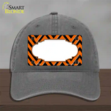 Orange Black Chevron Scallop Novelty License Plate Hat Unconstructed Cotton / Charcoal